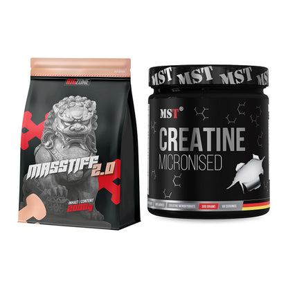 Masseaufbau-Set: Big Zone Masstiff 2.0 + MST Creatin Monohydrate – alle enthaltenen Artikel