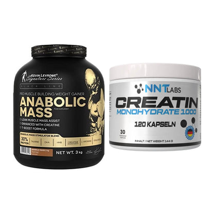 Masseaufbau-Set: Kevin Levrone Anabolic Mass 3kg + NNT Creatin 1000 mg – alle enthaltenen Artikel
