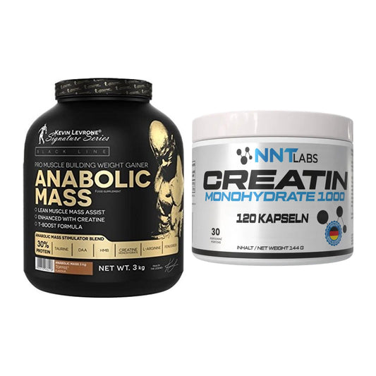 Masseaufbau-Set: Kevin Levrone Anabolic Mass 3kg + NNT Creatin 1000 mg – alle enthaltenen Artikel
