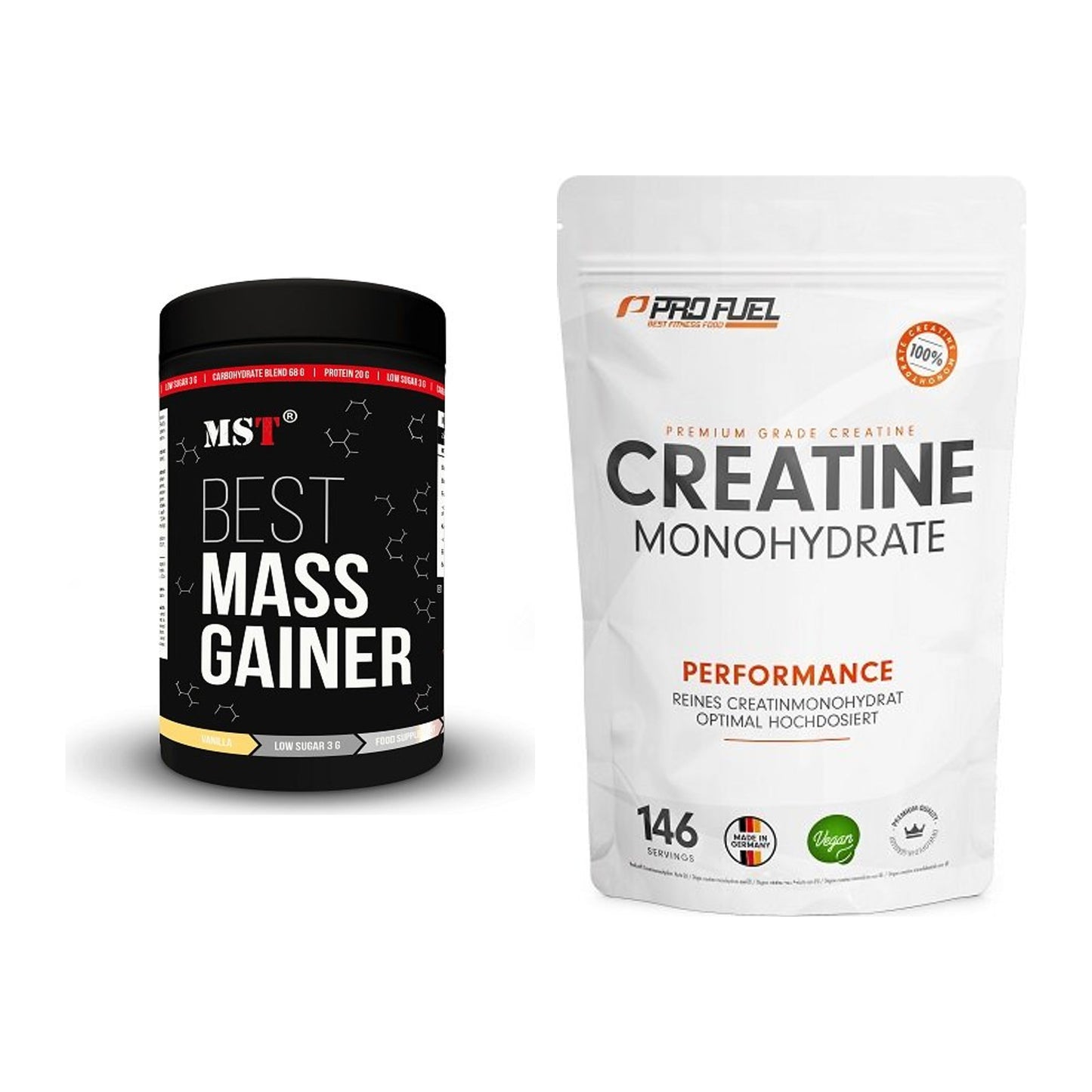 Masseaufbau-Set: MST Best Mass Gainer + ProFuel Creatine – alle enthaltenen Artikel