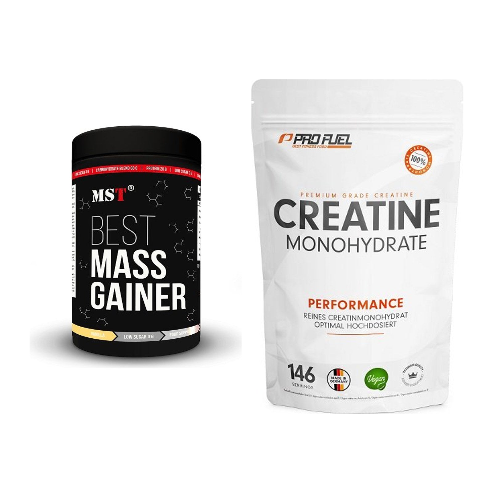 Masseaufbau-Set: MST Best Mass Gainer + ProFuel Creatine – alle enthaltenen Artikel