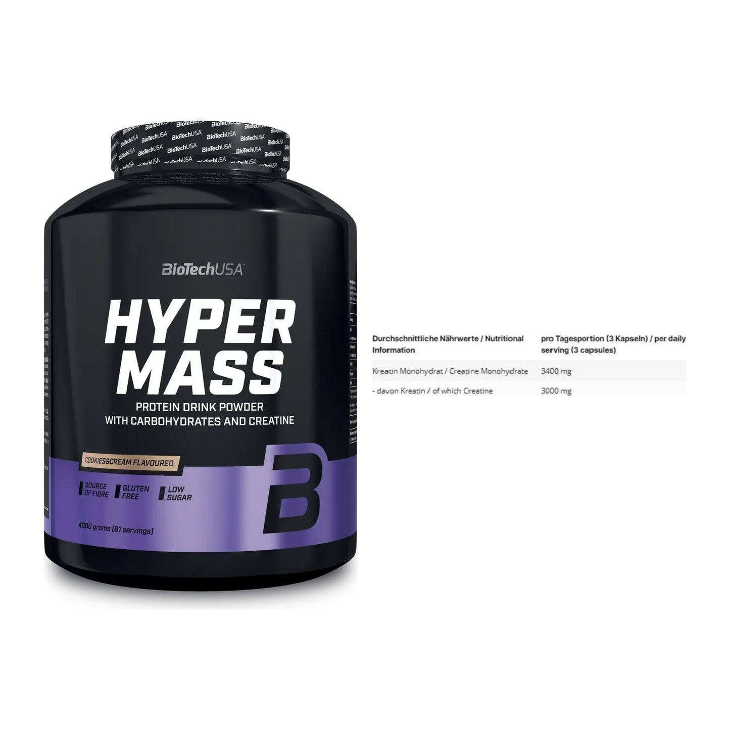 Masseaufbau-Set: BioTech Hyper Mass 4000g + INLEAD Creatine – alle enthaltenen Artikel