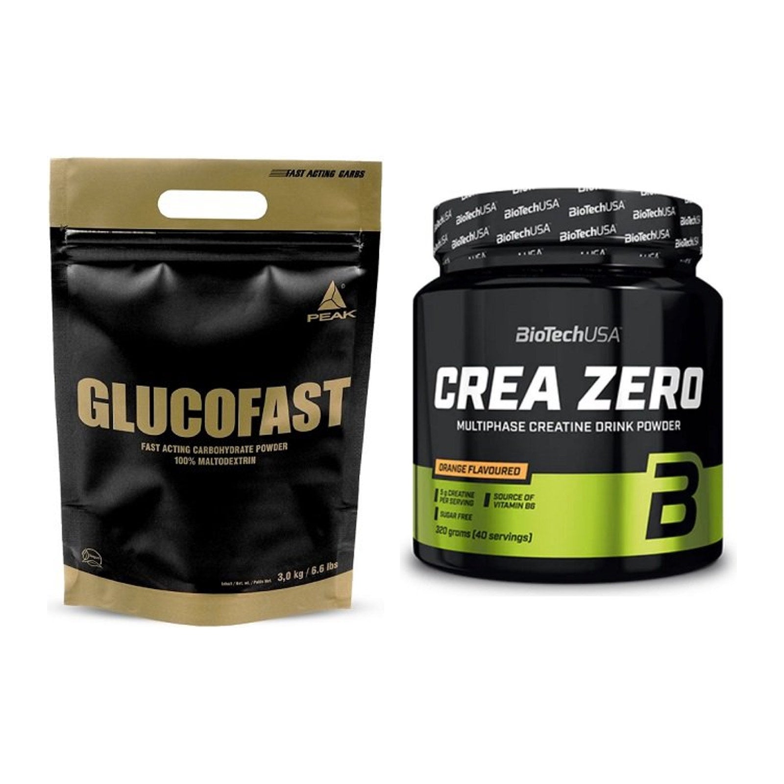 Masseaufbau-Set: Peak Glucofast + BioTech Crea Zero – alle enthaltenen Artikel