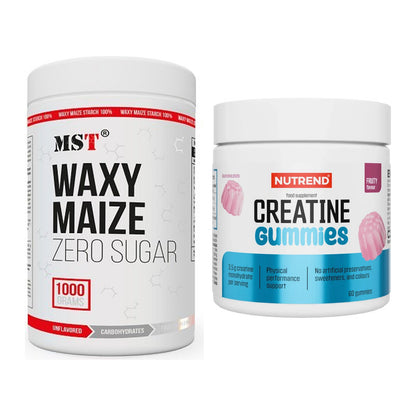 Masseaufbau-Set: MST WAXY MAIZE + Nutrend Creatine Gummies Fruity – alle enthaltenen Artikel