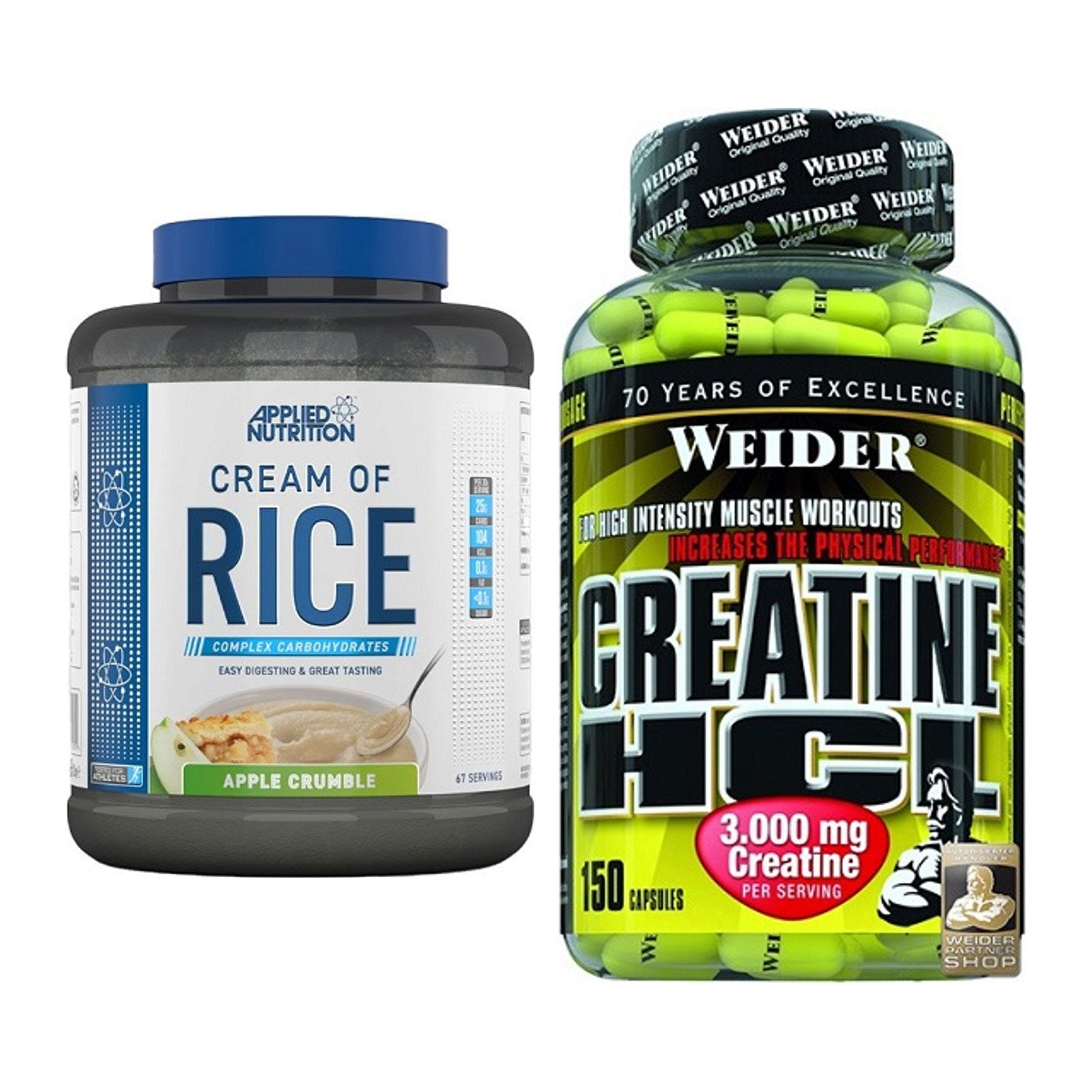 Masseaufbau-Set: Applied Nutrition Cream of Rice + Weider Creatin HCL – alle enthaltenen Artikel