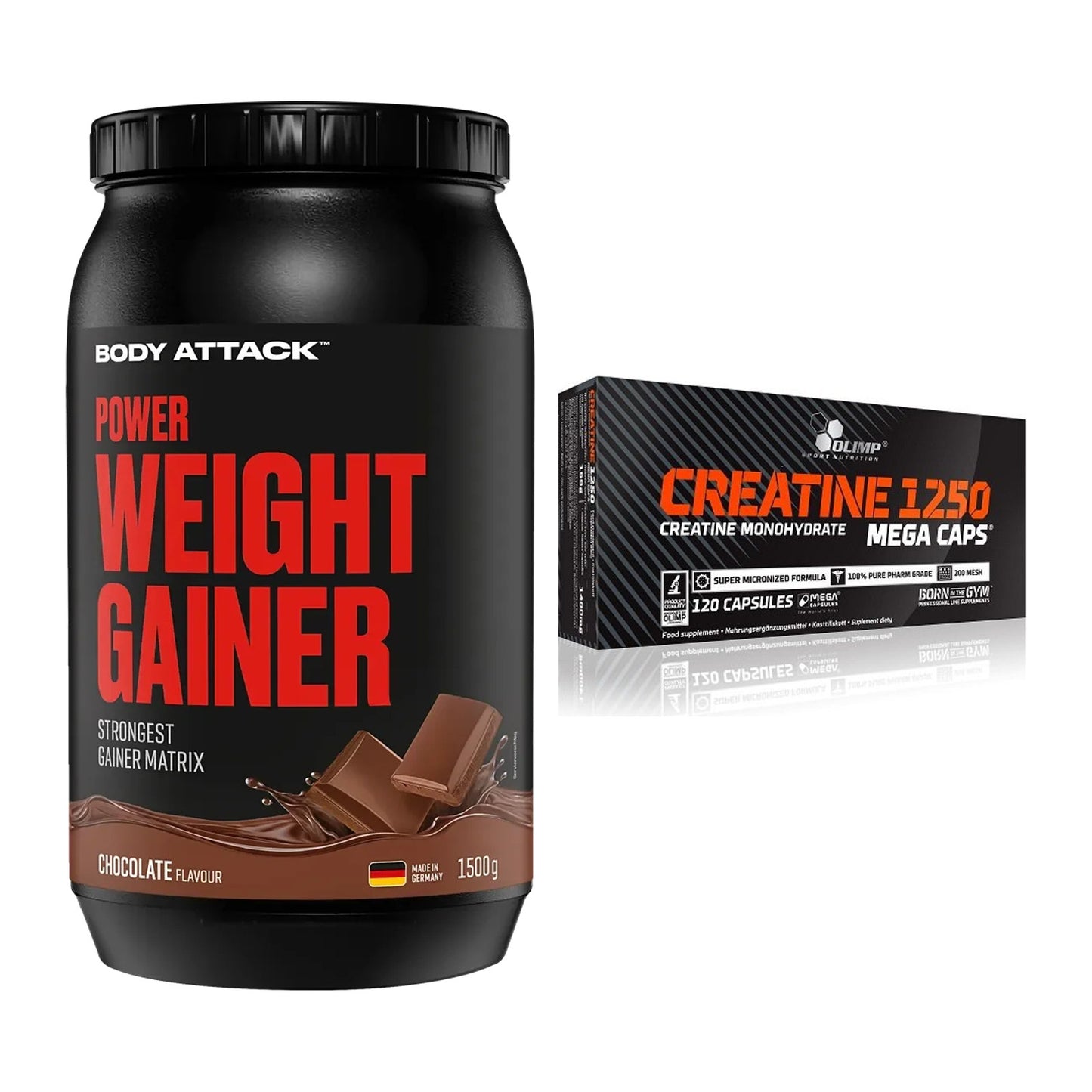 Masseaufbau-Set: Body Attack Power Weight + Olimp Creatine Mega Caps – alle enthaltenen Artikel