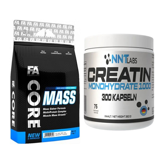 Masseaufbau-Set: FA Nutrition Core Mass 3000g + NNT Creatin 1000 mg – alle enthaltenen Artikel