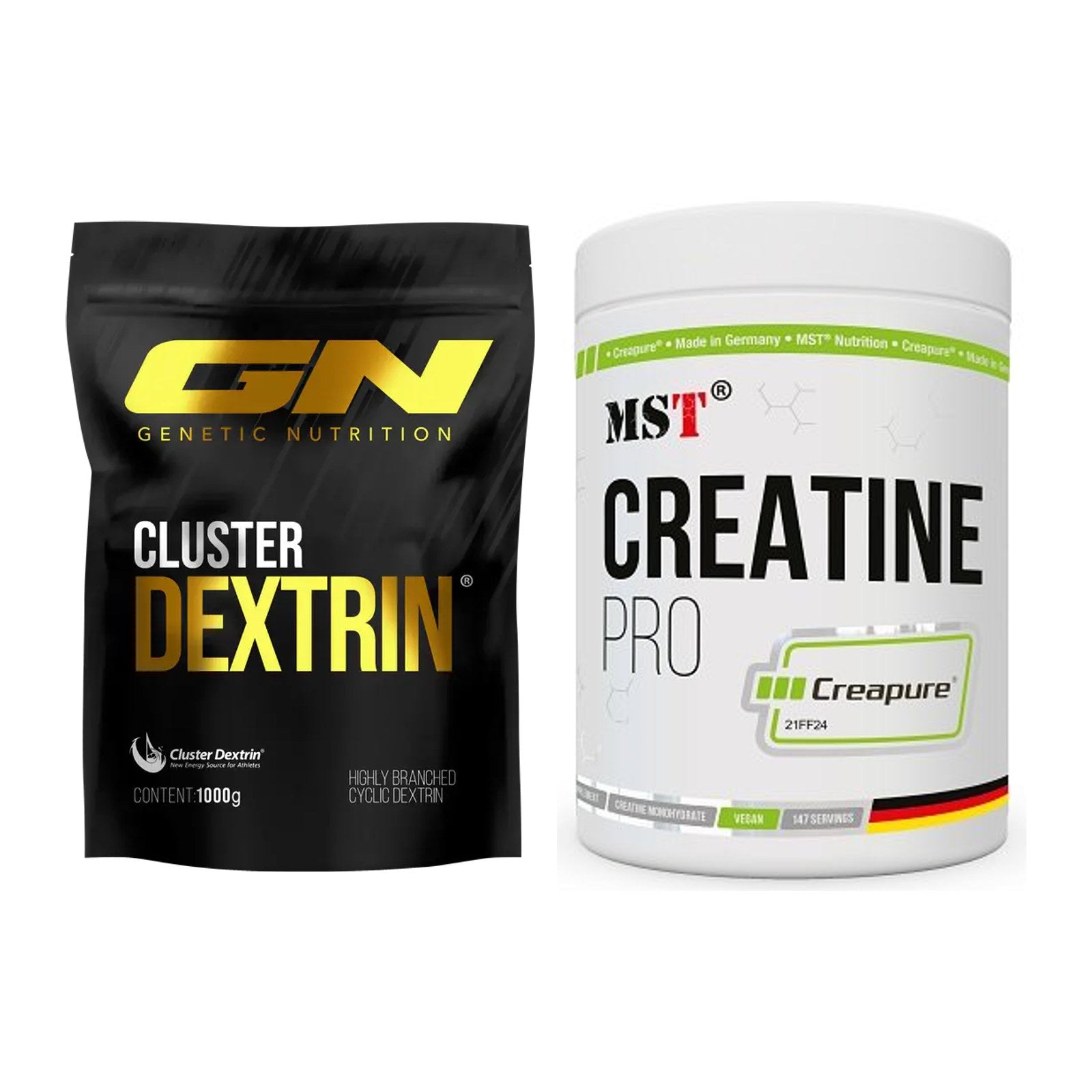 Masseaufbau-Set: GN Cluster Dextrin + MST Creatin Pro CREAPURE – alle enthaltenen Artikel