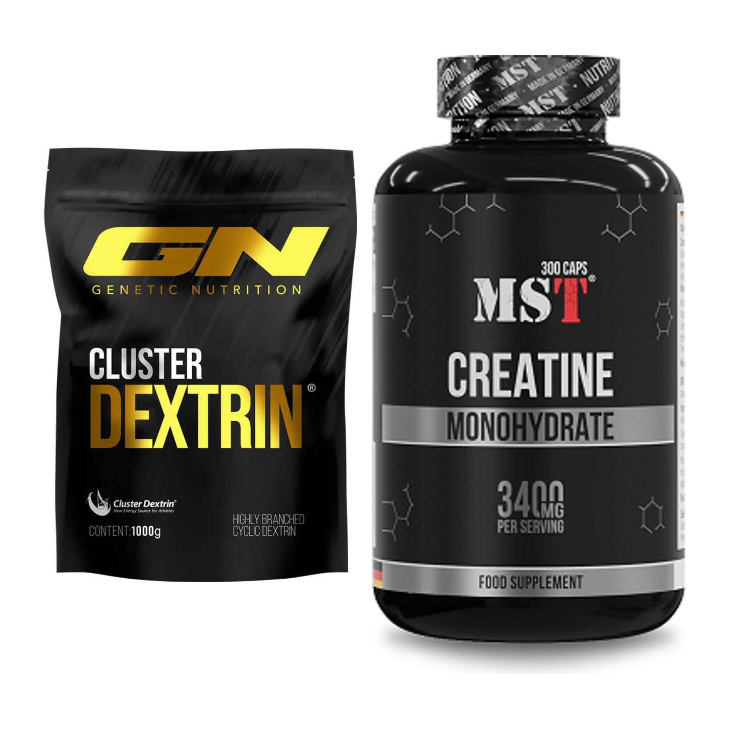 Masseaufbau-Set: GN Cluster Dextrin + MST Creatine Monohydrate – alle enthaltenen Artikel