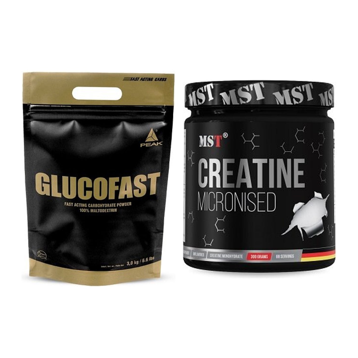 Masseaufbau-Set: Peak Glucofast + MST Creatin Monohydrate – alle enthaltenen Artikel