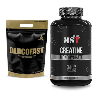 Masseaufbau-Set: Peak Glucofast + MST Creatine Monohydrate – alle enthaltenen Artikel
