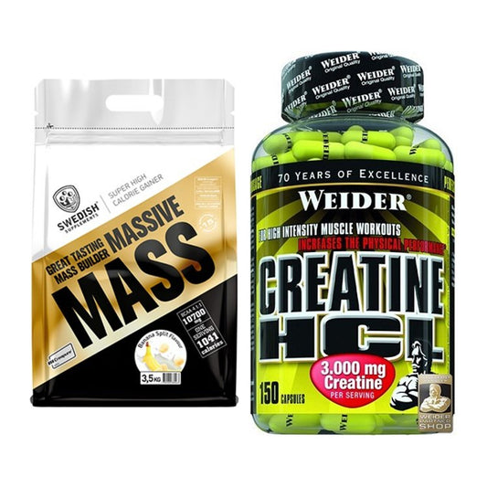 Masseaufbau-Set: Swedish Supplements Massive Mass + Weider Creatin HCL – alle enthaltenen Artikel