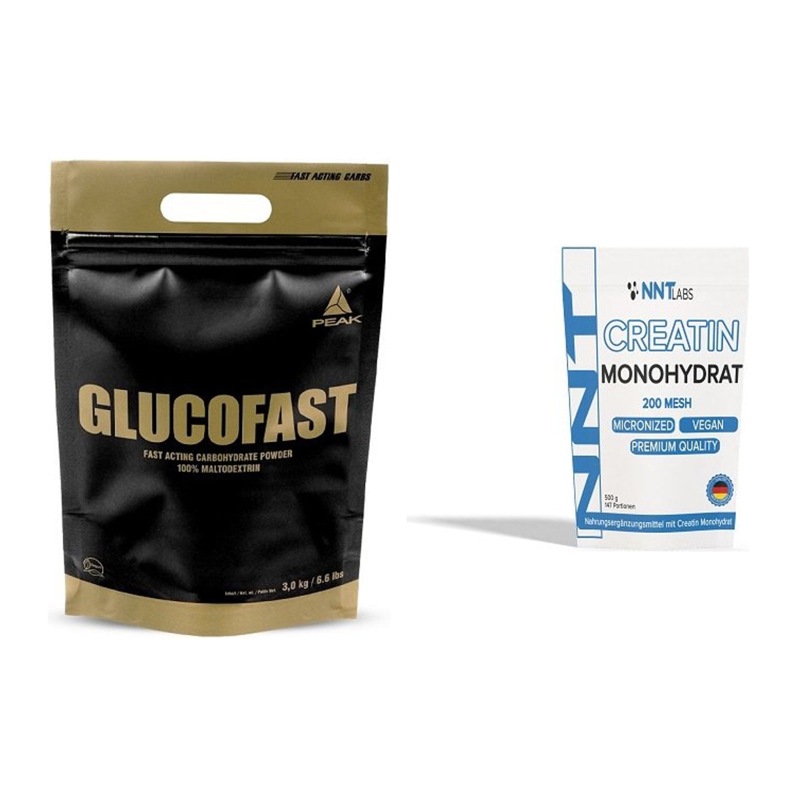 Masseaufbau-Set: Peak Glucofast + NNT Creatin Monohydrat – alle enthaltenen Artikel