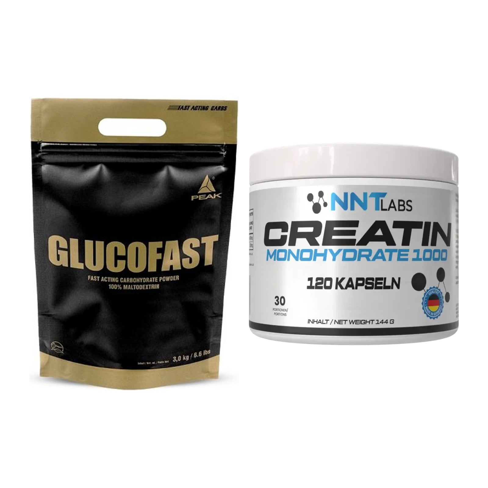 Masseaufbau-Set: Peak Glucofast + NNT Creatin 1000 mg – alle enthaltenen Artikel