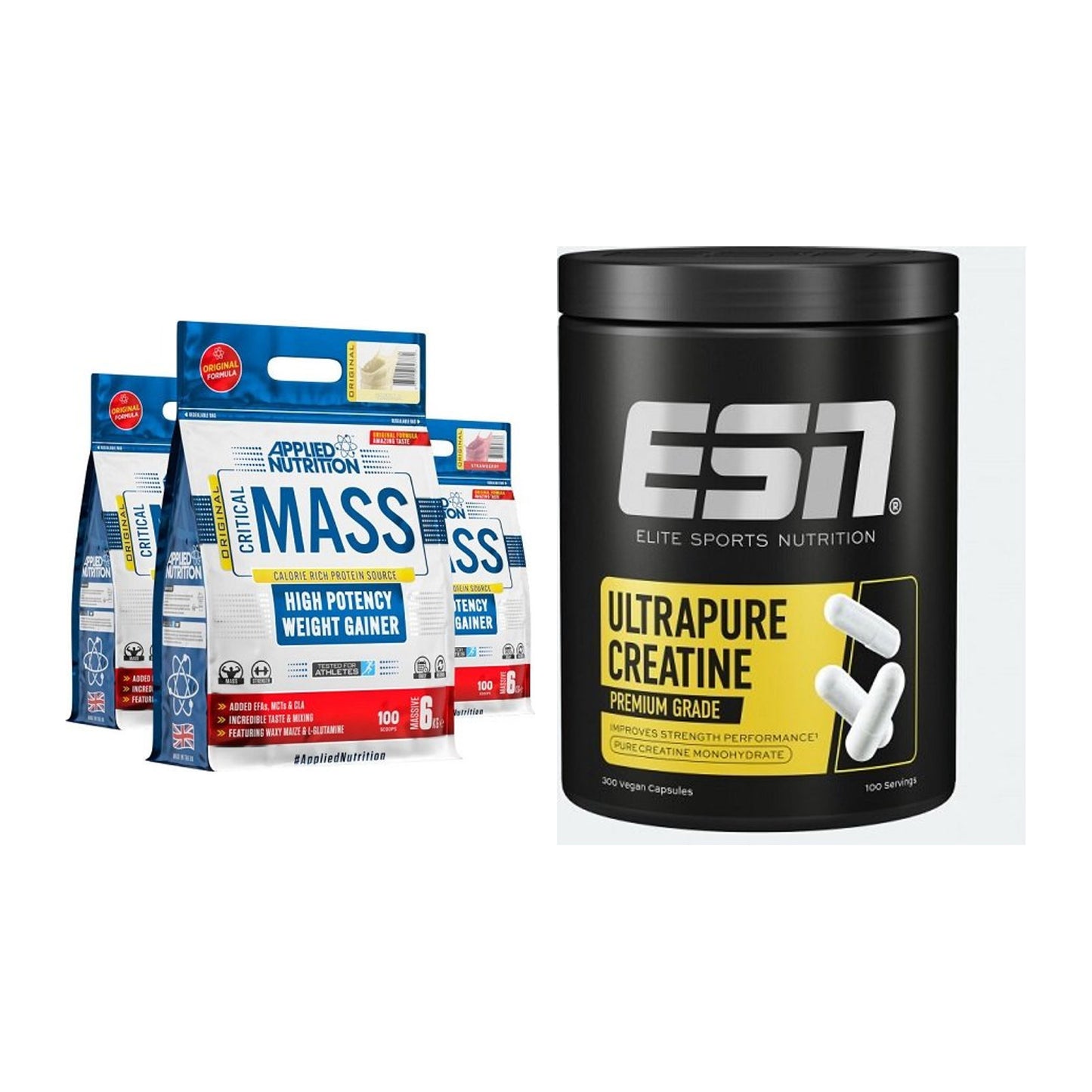 Masseaufbau-Set: Applied Nutrition + ESN Ultrapure Creatine – alle enthaltenen Artikel
