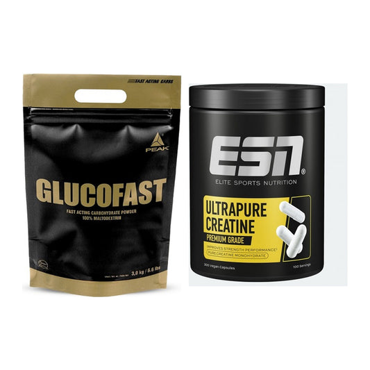 Masseaufbau-Set: Peak Glucofast + ESN Ultrapure Creatine Capsules – alle enthaltenen Artikel