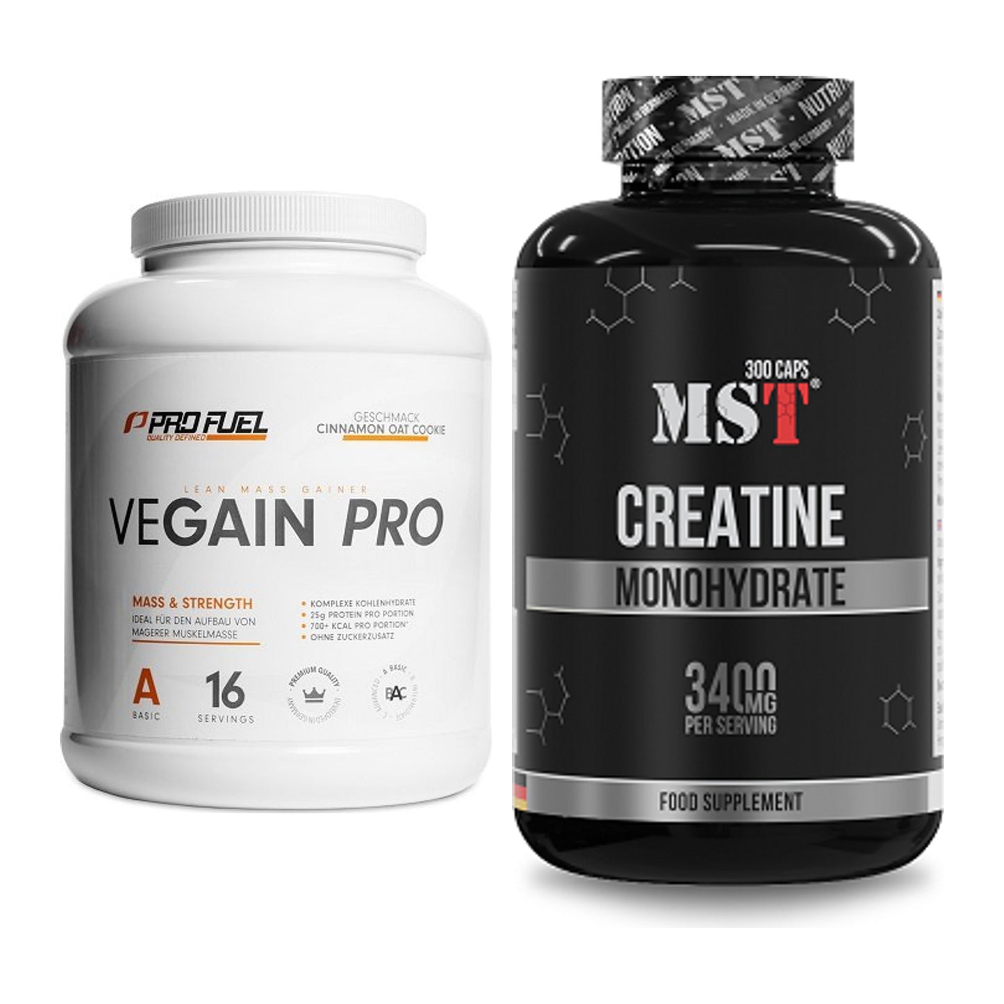 Masseaufbau-Set: ProFuel VEGAIN Pro + MST Creatine Monohydrate – alle enthaltenen Artikel