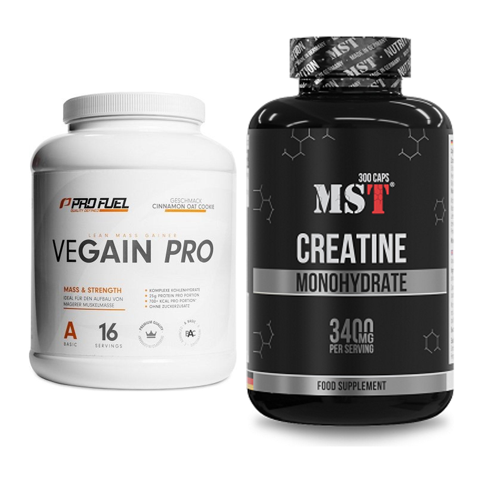 Masseaufbau-Set: ProFuel VEGAIN Pro + MST Creatine Monohydrate – alle enthaltenen Artikel