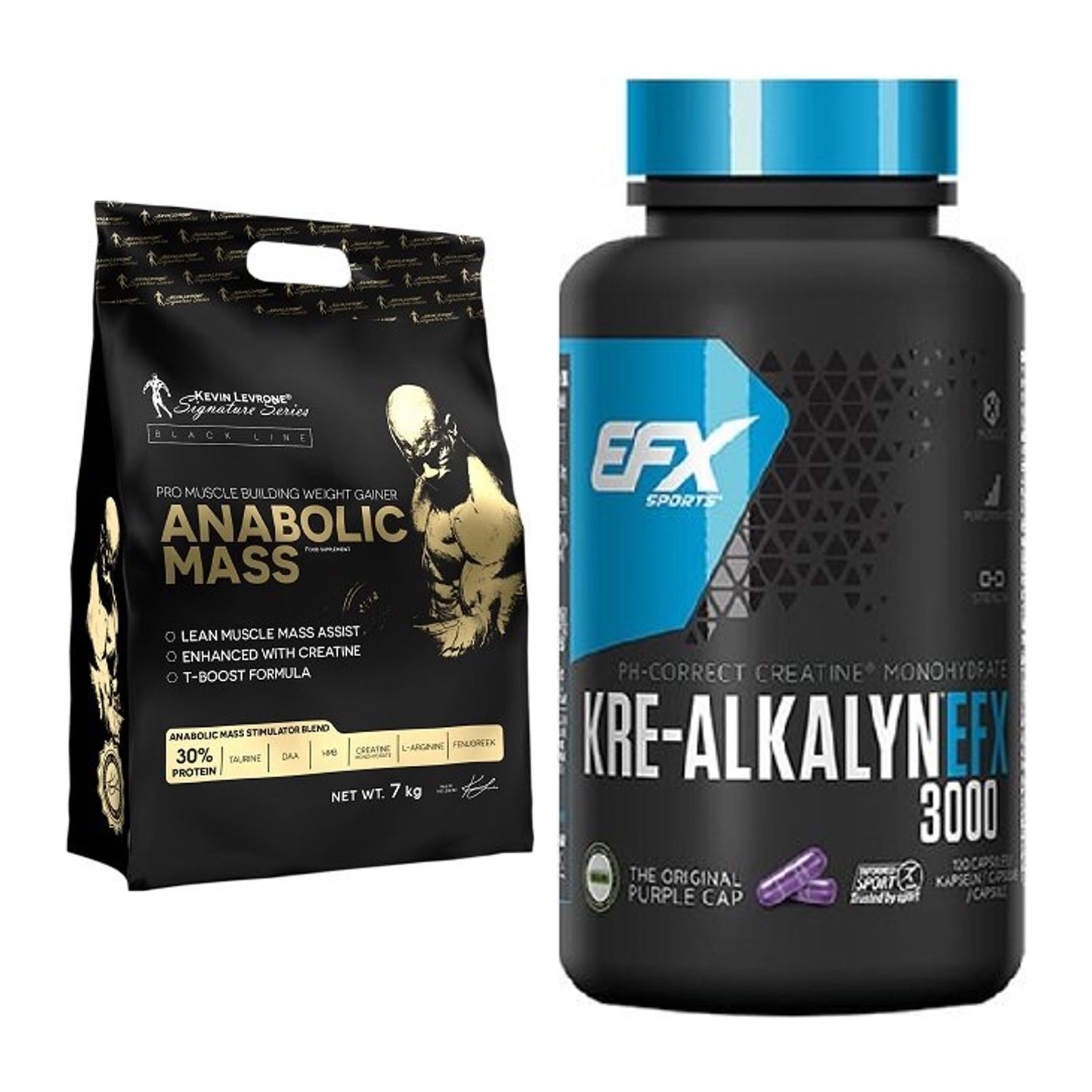 Masseaufbau-Set: Kevin Levrone Anabolic Mass + EFX Kre-Alkalyn 3000 – alle enthaltenen Artikel