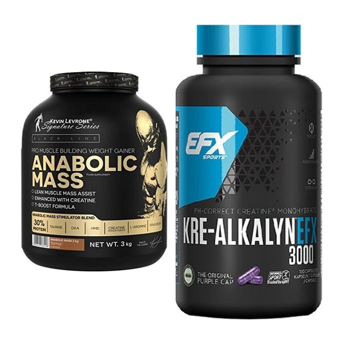 Masseaufbau-Set: Kevin Levrone Anabolic + EFX Kre-Alkalyn 3000 – alle enthaltenen Artikel