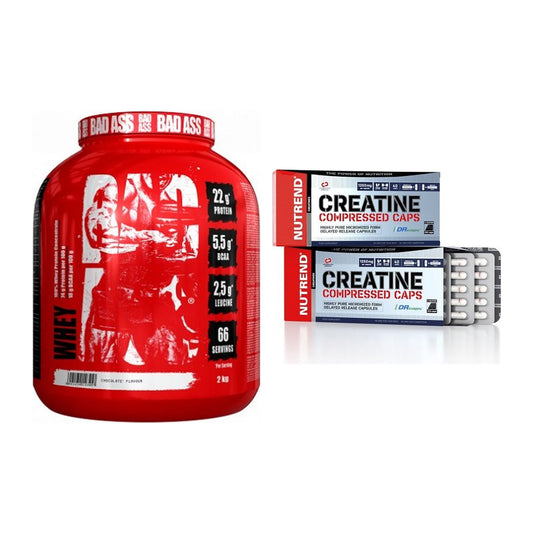 Masseaufbau-Set: BAD ASS Whey + Nutrend Creatine Compressed Caps – alle enthaltenen Artikel