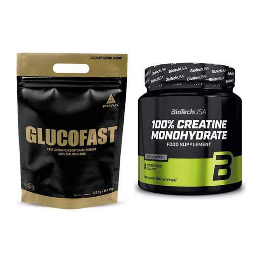 Masseaufbau-Set: Peak Glucofast + BioTech Creatine Monohydrate – alle enthaltenen Artikel