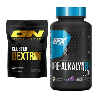 Masseaufbau-Set: GN Cluster Dextrin + EFX Kre-Alkalyn 3000 – alle enthaltenen Artikel