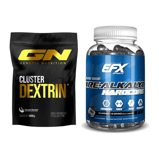 Masseaufbau-Set: GN Cluster Dextrin + EFX Kre-Alkalyn Hardcore – alle enthaltenen Artikel