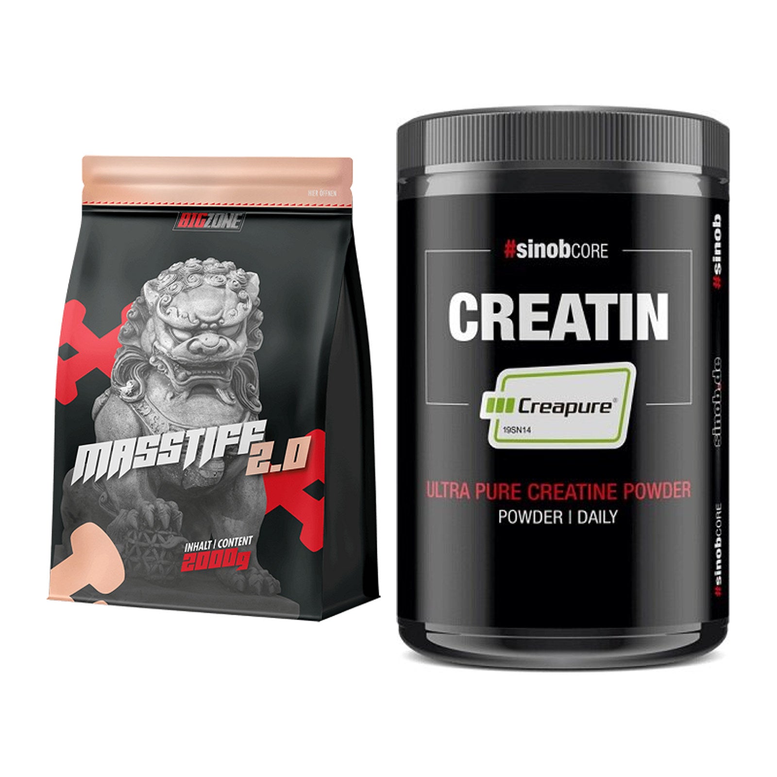 Masseaufbau-Set: Big Zone Masstiff 2.0 + Sinob Creatin CREAPURE – alle enthaltenen Artikel