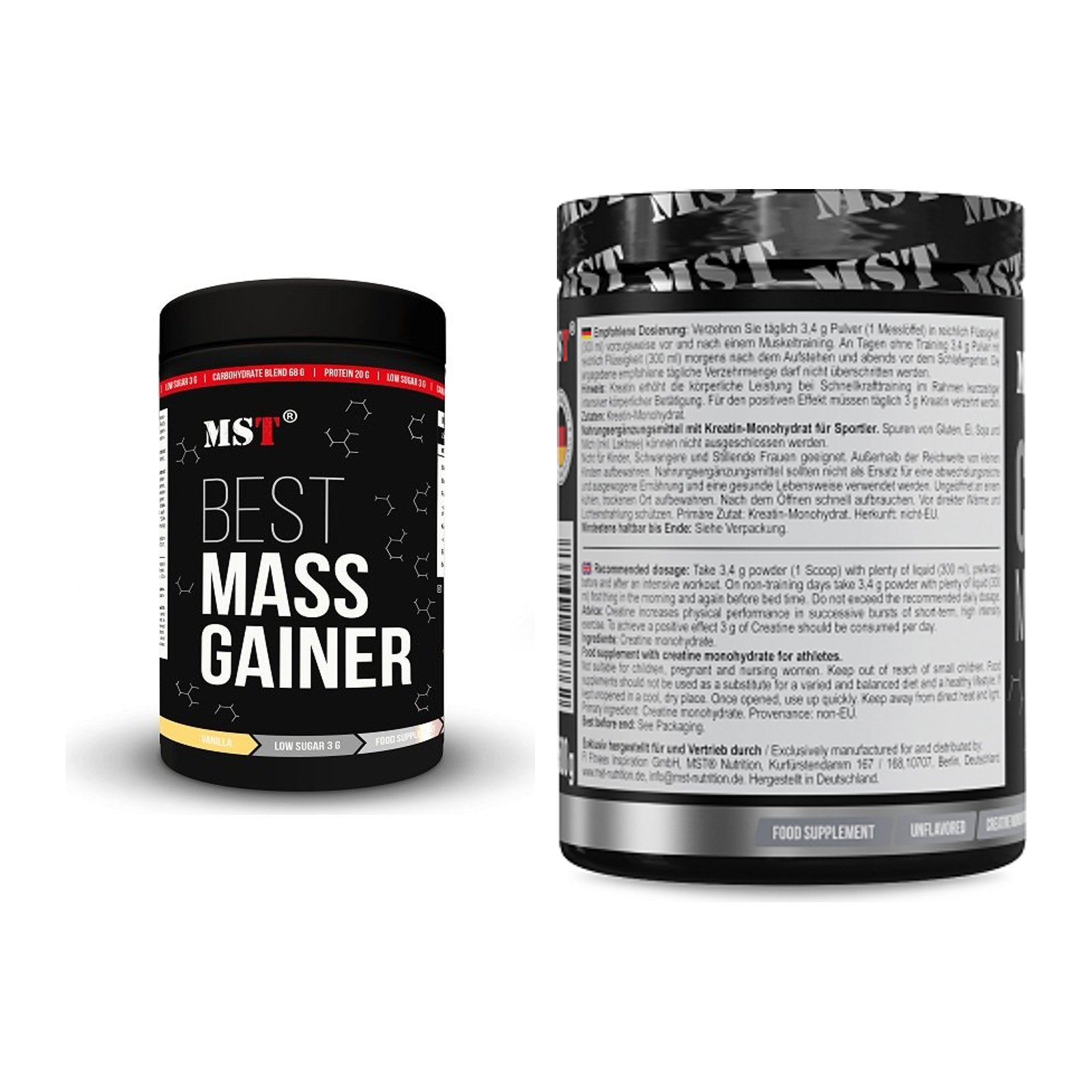 MST Masseaufbau-Set: Best Mass Gainer 1000g + Creatin Monohydrate – alle enthaltenen Artikel