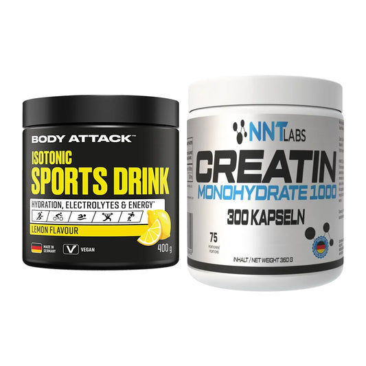Masseaufbau-Set: Body Attack Isotonic + NNT Creatin 1000 mg – alle enthaltenen Artikel