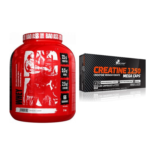 Masseaufbau-Set: BAD ASS Whey + Olimp Creatine Mega Caps – alle enthaltenen Artikel