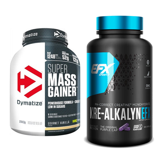 Masseaufbau-Set: Dymatize Super Mass Gainer + EFX Kre-Alkalyn – alle enthaltenen Artikel