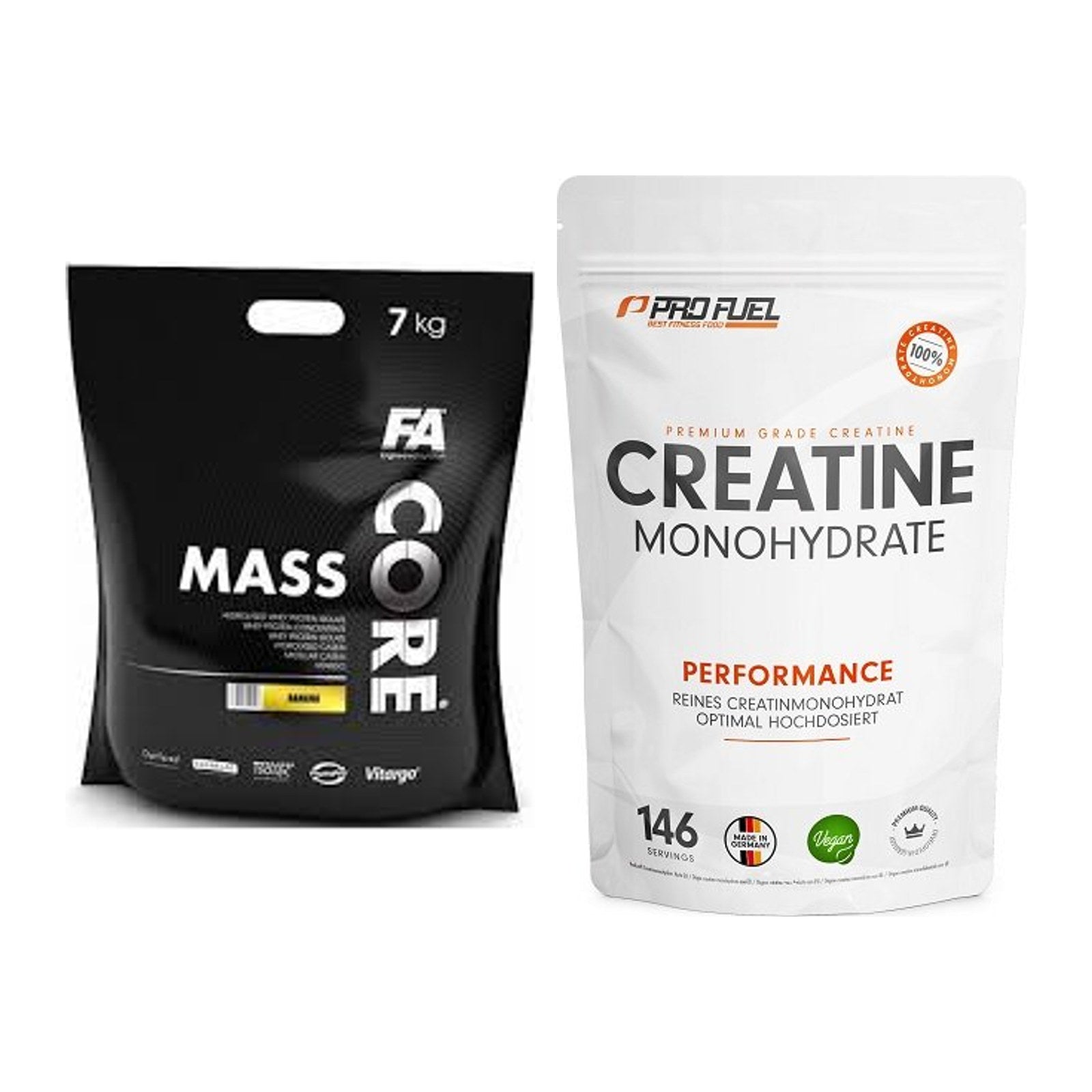 Masseaufbau-Set: FA Nutrition CORE Mass + ProFuel Creatine Monohydrate – alle enthaltenen Artikel