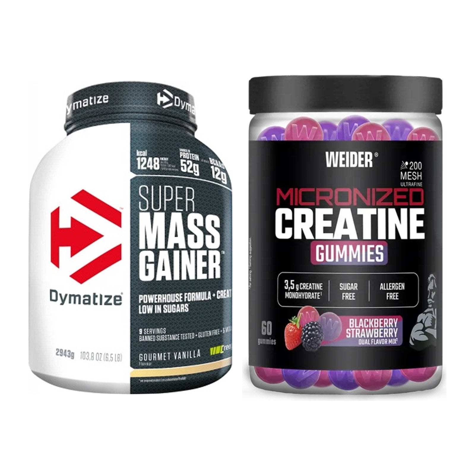 Masseaufbau-Set: Dymatize Super Mass + Weider Micronized – alle enthaltenen Artikel