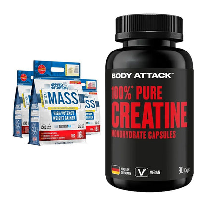 Masseaufbau-Set: Applied Nutrition + Body Attack 100% Pure – alle enthaltenen Artikel