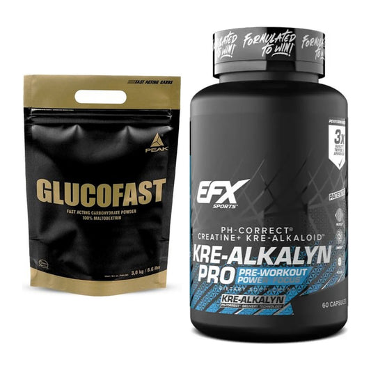 Masseaufbau-Set: Peak Glucofast + EFX Kre-Alkalyn PRO – alle enthaltenen Artikel