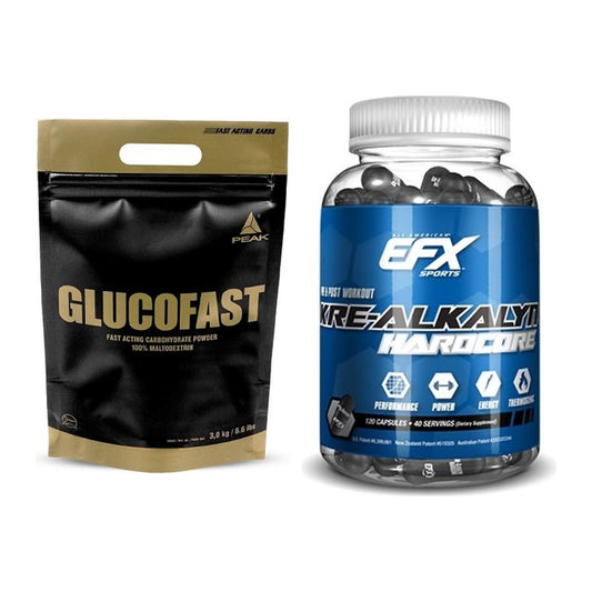 Masseaufbau-Set: Peak Glucofast + EFX Kre-Alkalyn Hardcore – alle enthaltenen Artikel