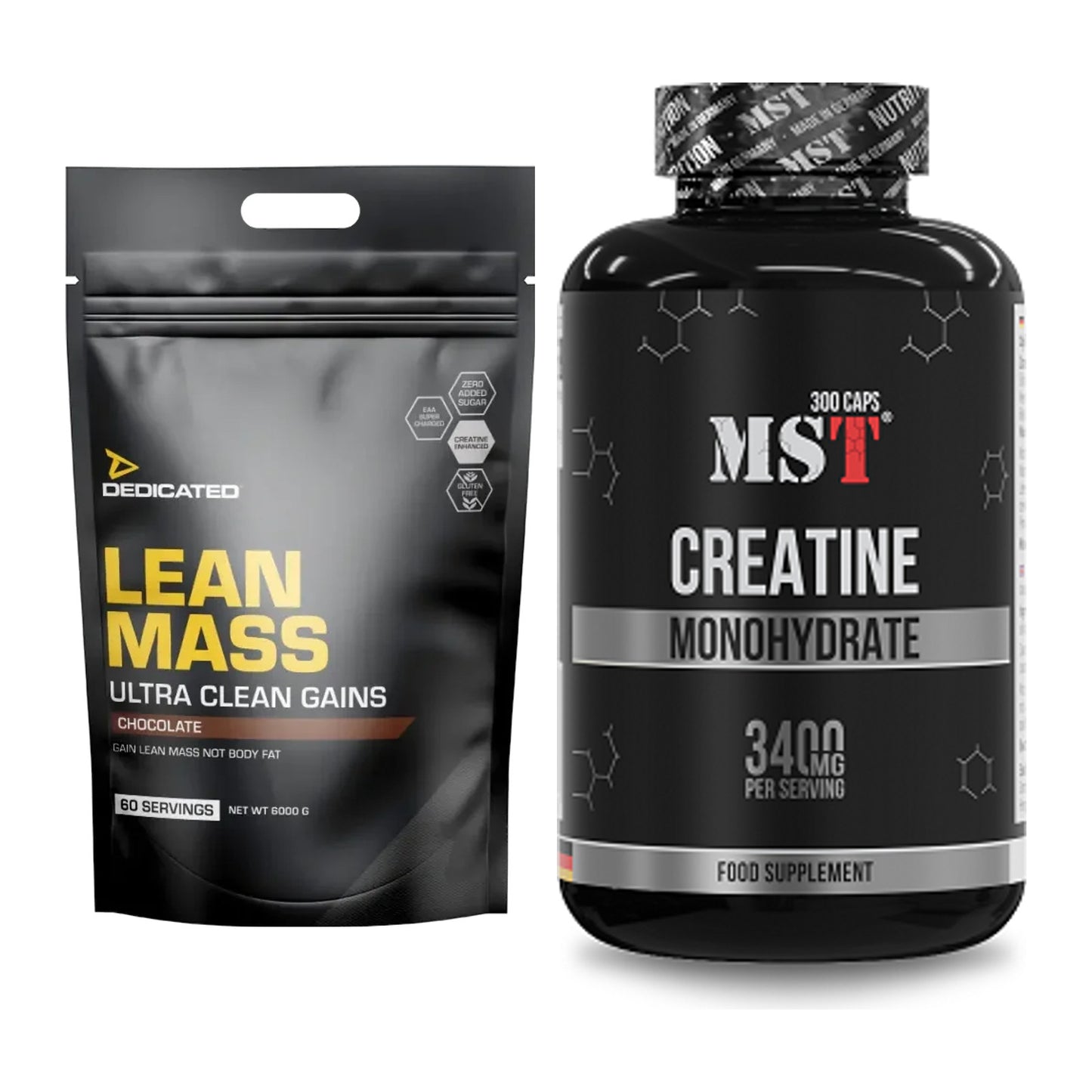 Masseaufbau-Set: Dedicated Lean Mass Gainer + MST Creatine Monohydrate – alle enthaltenen Artikel