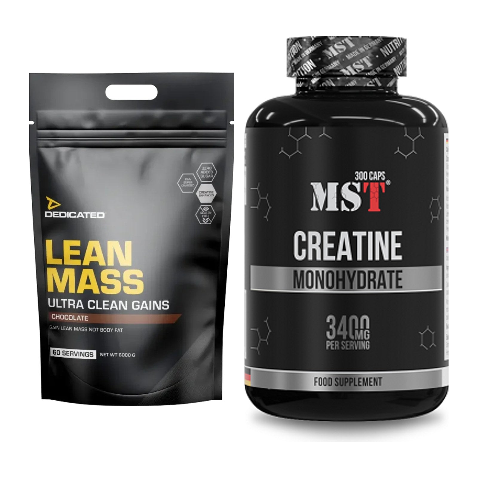 Masseaufbau-Set: Dedicated Lean Mass Gainer + MST Creatine Monohydrate – alle enthaltenen Artikel