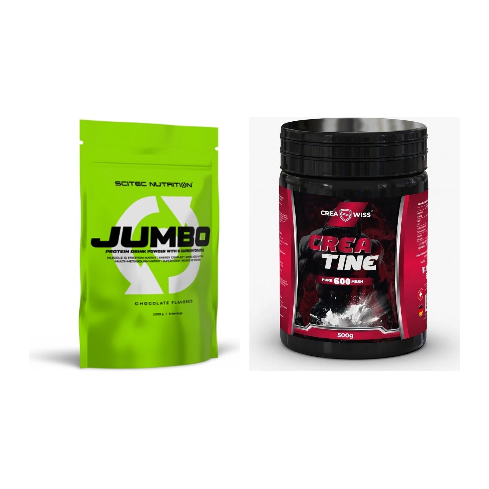 Masseaufbau-Set: Scitec Jumbo + CREASWISS Creatine 600 Mesh – alle enthaltenen Artikel