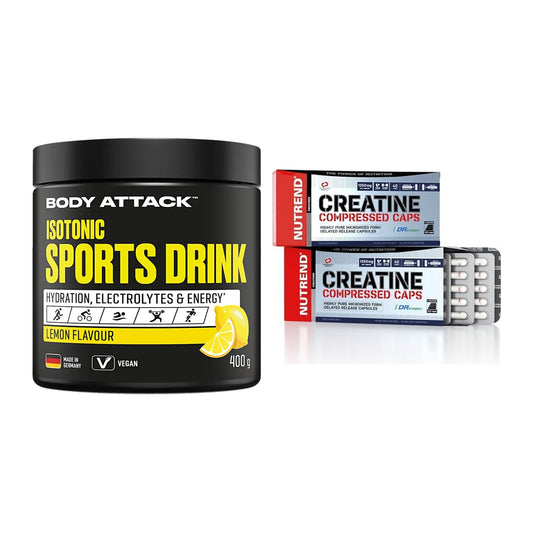 Masseaufbau-Set: Body Attack Isotonic + Nutrend Creatine – alle enthaltenen Artikel