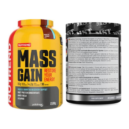 Masseaufbau-Set: Nutrend Mass Gain + MST Creatin Monohydrate – alle enthaltenen Artikel