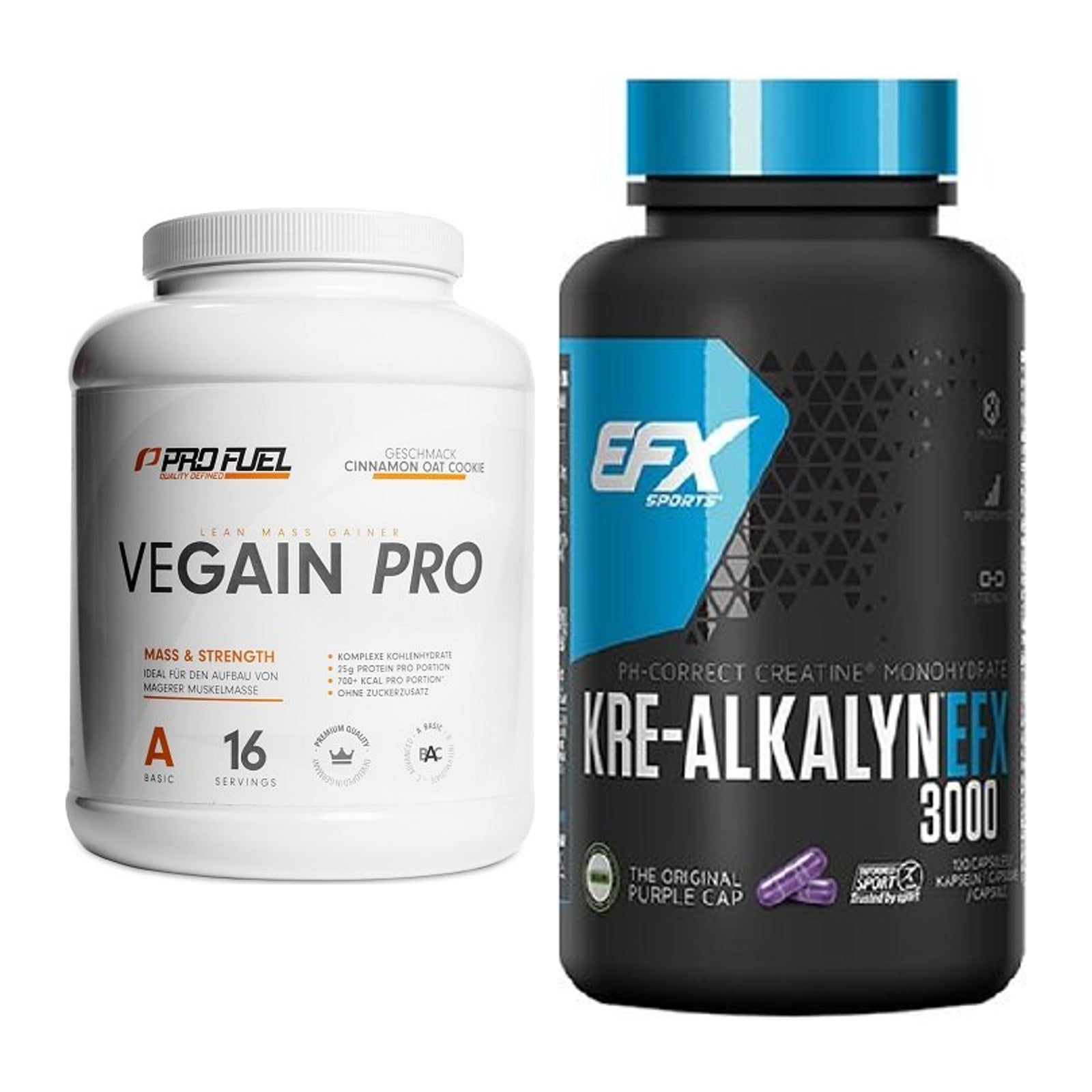 Masseaufbau-Set: ProFuel VEGAIN Pro + EFX Kre-Alkalyn 3000 – alle enthaltenen Artikel
