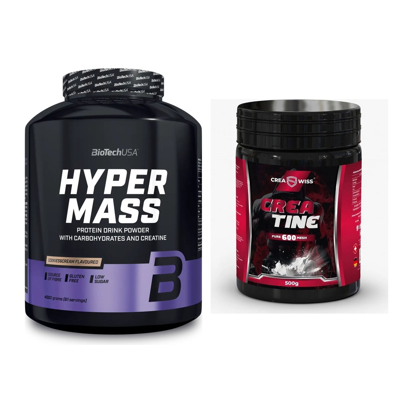 Masseaufbau-Set: BioTech Hyper Mass + CREASWISS Creatine 600 Mesh – alle enthaltenen Artikel