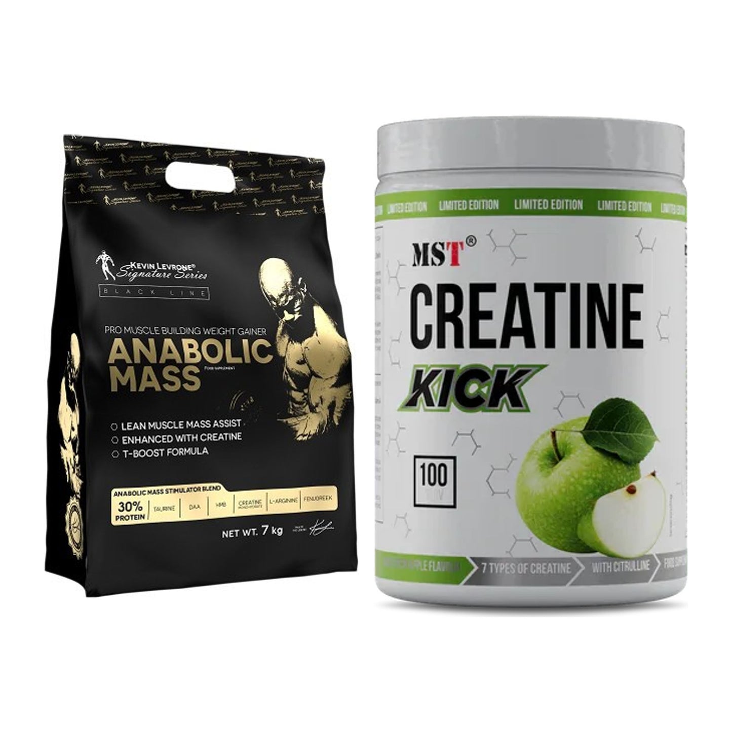 Masseaufbau-Set: Kevin Levrone Anabolic Mass + MST Creatine Kick – alle enthaltenen Artikel