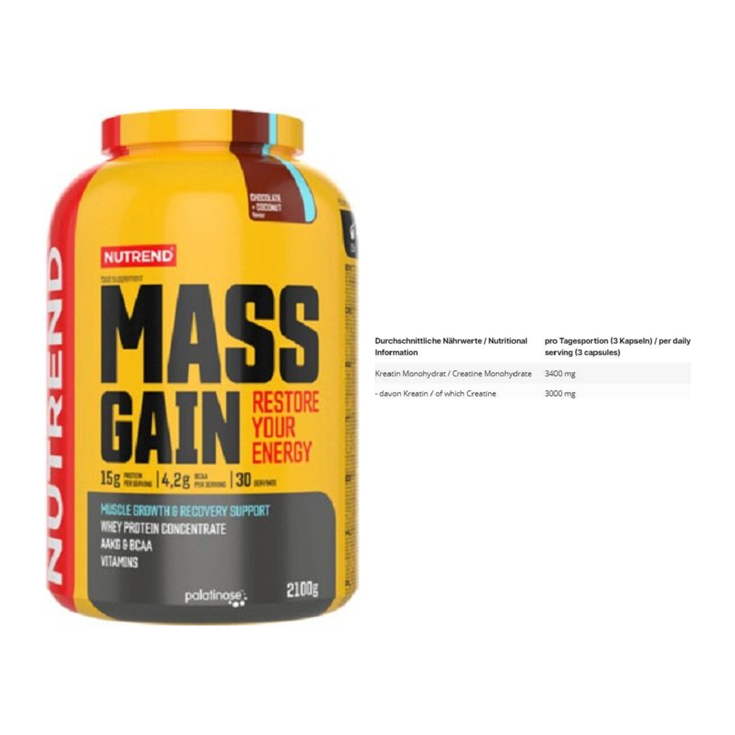 Masseaufbau-Set: Nutrend Mass Gain + INLEAD Creatine Monohydrate – alle enthaltenen Artikel