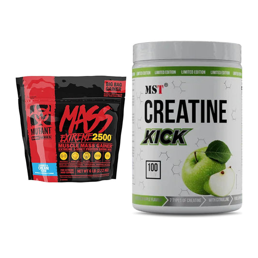 Masseaufbau-Set: Mutant Mass XXXTREME 2500 + MST Creatine Kick – alle enthaltenen Artikel