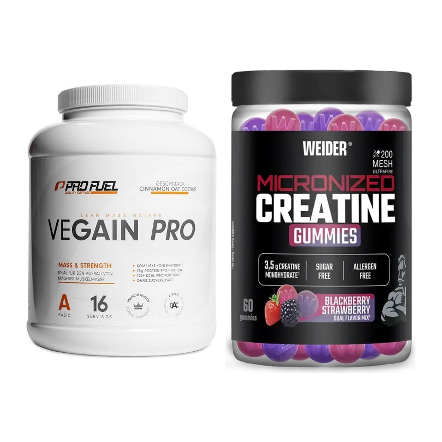 Masseaufbau-Set: ProFuel VEGAIN Pro + Weider Micronized – alle enthaltenen Artikel