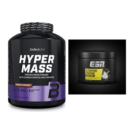 Conjunto de construção em massa: BioTech Hyper Mass 2270g + ESN Ultrapure Creatine - todos os artigos incluídos